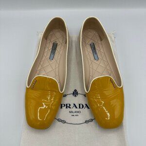Prada Yellow Patent Leather Flats